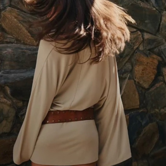 Free People Women's Tan and Cream Dress - Picture 2 of 4